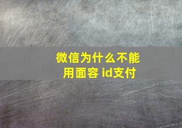 微信为什么不能用面容 id支付